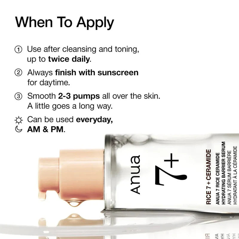 Anua 7 Rice Ceramide Hydrating Barrier Serum — Deep Moisture & Skin Repair 50ml