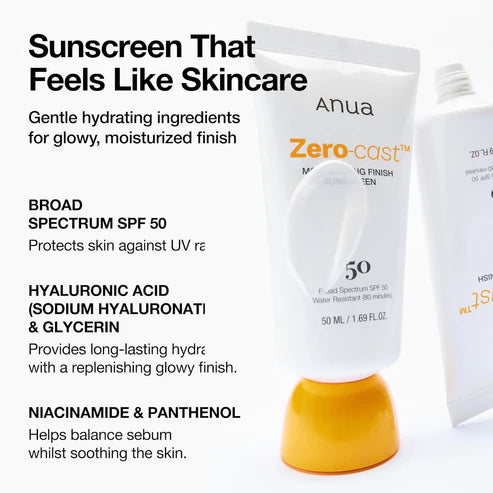 Anua Zero-Cast Moisturizing Finish Sunscreen SPF 50+ PA++++