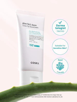 COSRX Aloe 54.2 Aqua Tone-Up Sunscreen SPF50+ PA++++ - Hydrating Tone-Up Sun Protection